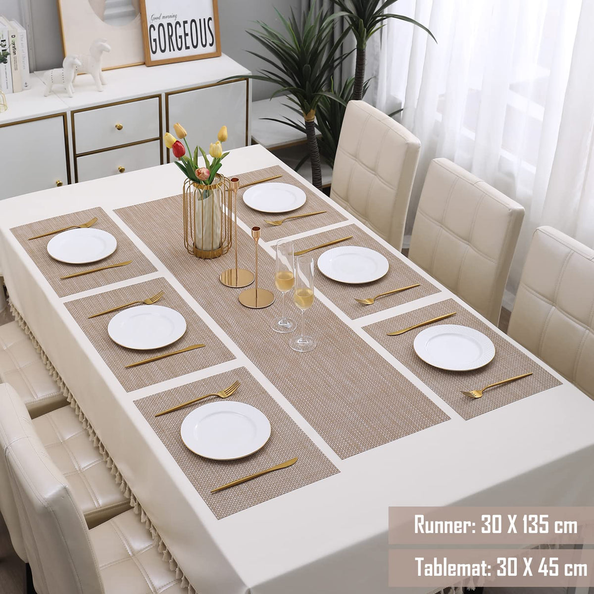 PVC Dining Table Mats, Beige