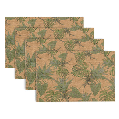Botanical Tropic PVC Mats for Dining Table - Philodendron Leaves