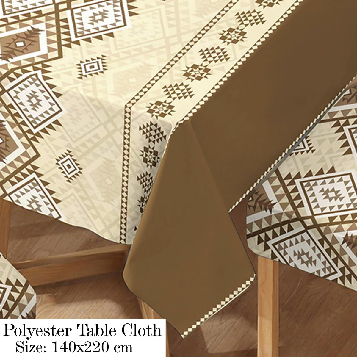 Polyester Dining Chair Covers Set of 4/6 with Matching Tablecloth, Rhombus Moss Brown