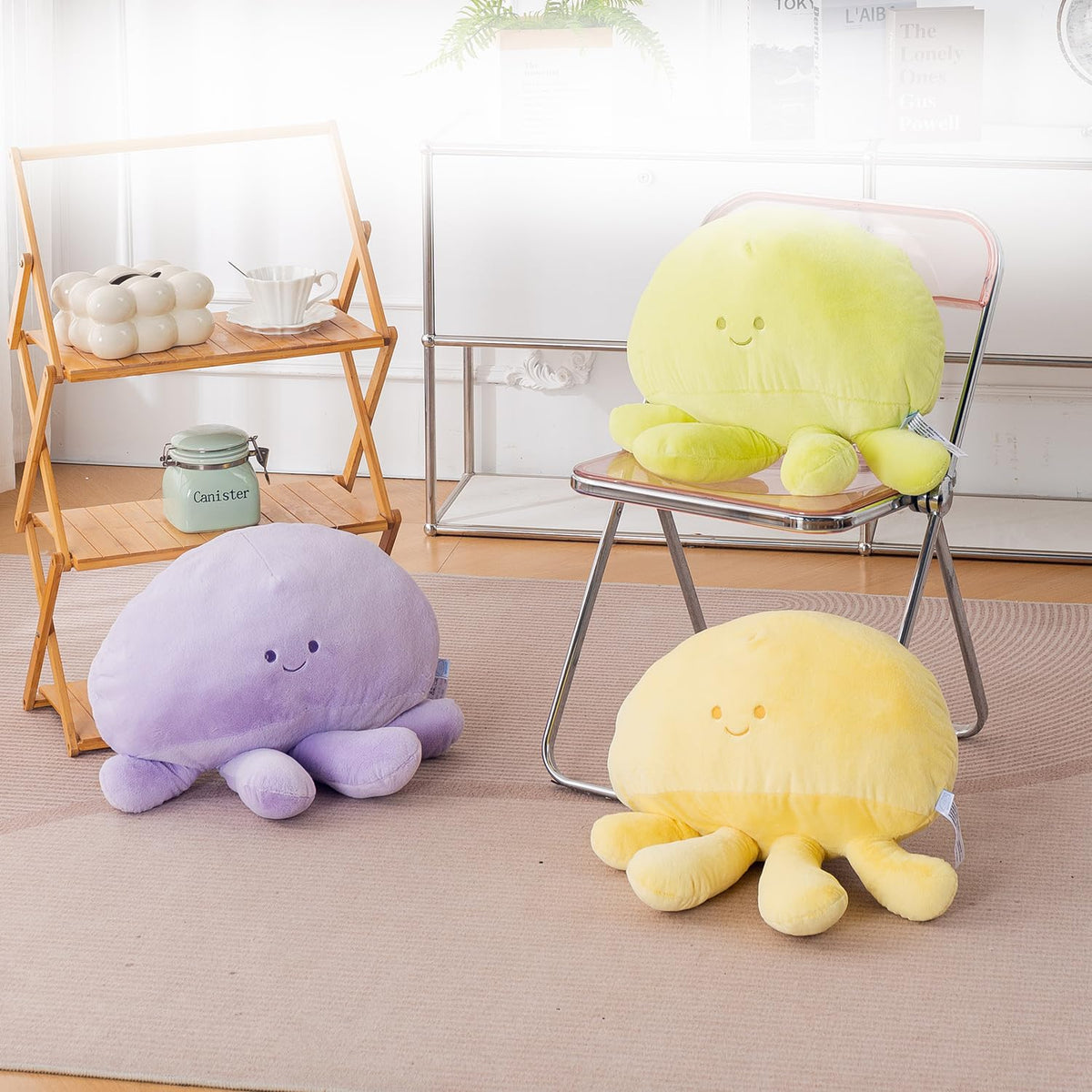 HOKIPO Octopus Shaped Cushion for Kids Room & Nursery, 51x39 cm, Green