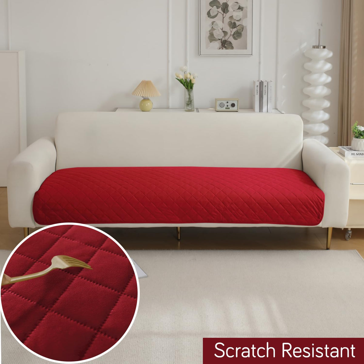 Waterproof Anti-Slip Quick Dry Sofa Seat Mat for 1/2/3 Seater, Red