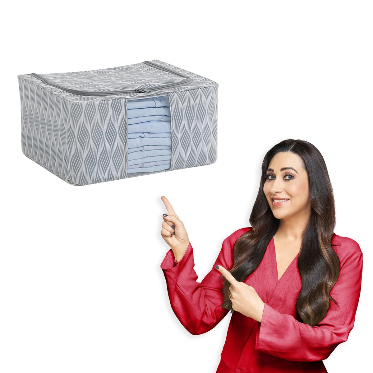 Sturdy, Stackable and Moisture Resistant Non-Woven Cloth Organiser for Storage, Grey