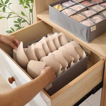 Undergarment Organizer Storage Box for Drawers Panty Socks Tie Lingerie Organizer for Wardrobe, 7/16/24 Grid, Grey