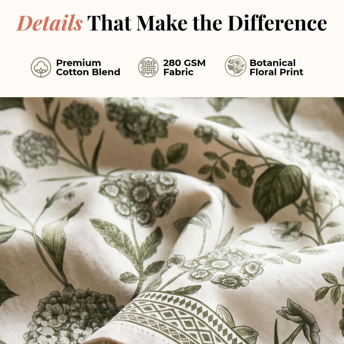 HOKIPO Aesthetic Table Cloth for 6 Seater Dining Table, Olive Green - image 3