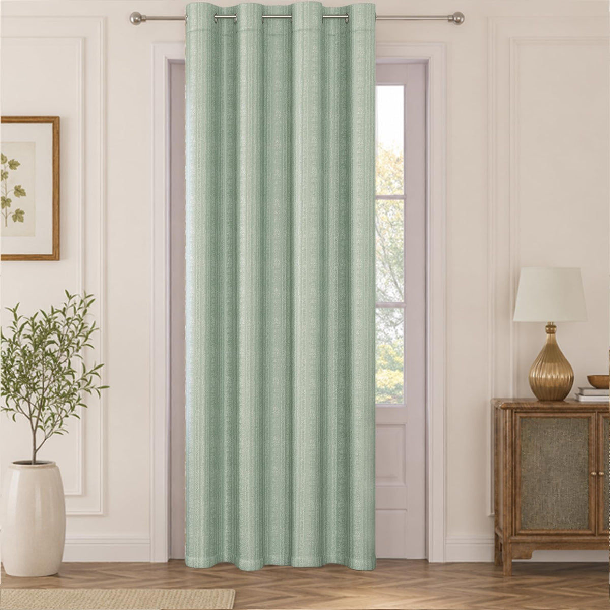 HOKIPO Royal Blend Eyelet Curtains, 7 Feet Long - Sage Green - image 2