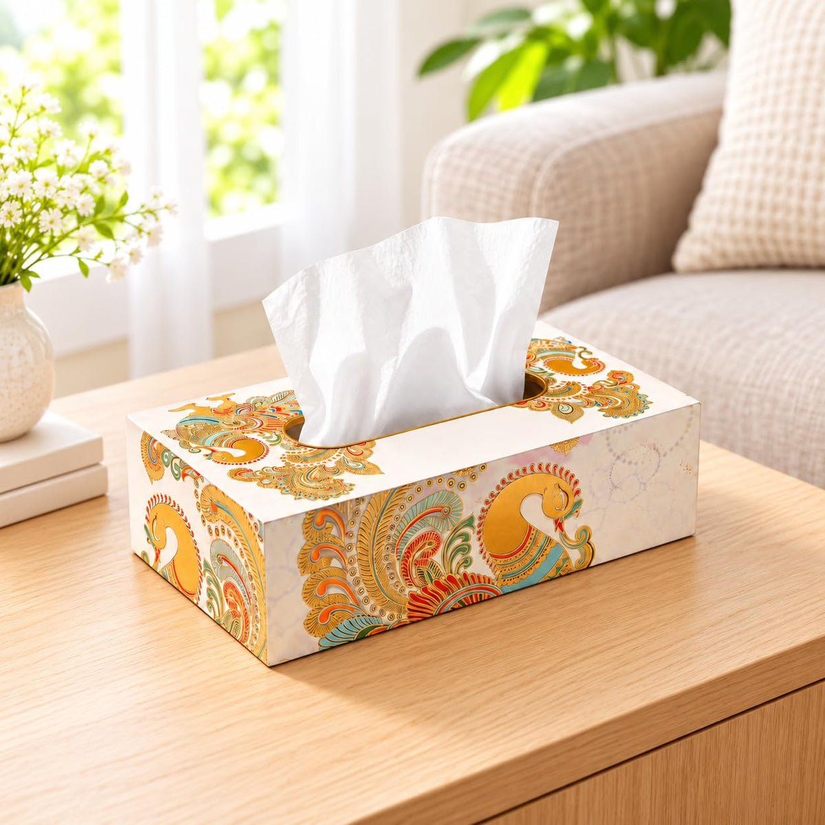 HOKIPO Tissue Box Holder, Rectangle, Engineered Wood, Moroccan Prism - image 12
