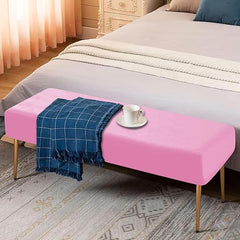 Elastic Fitted Dining Bench Slipcover, Pink