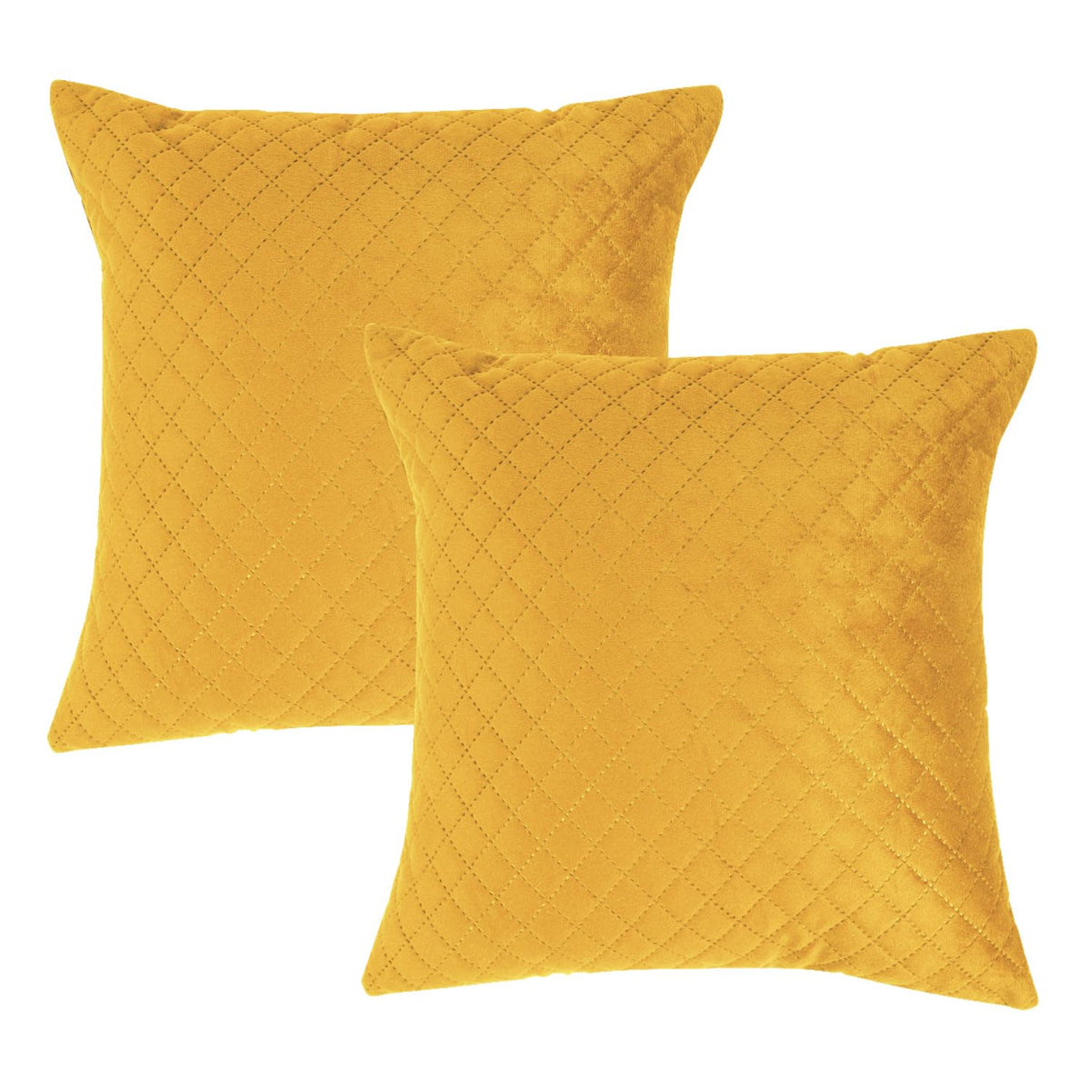 Buy Stylish Mustard Yellow Colour Cute Zippered Square Quilted Velvet Cushion Covers
