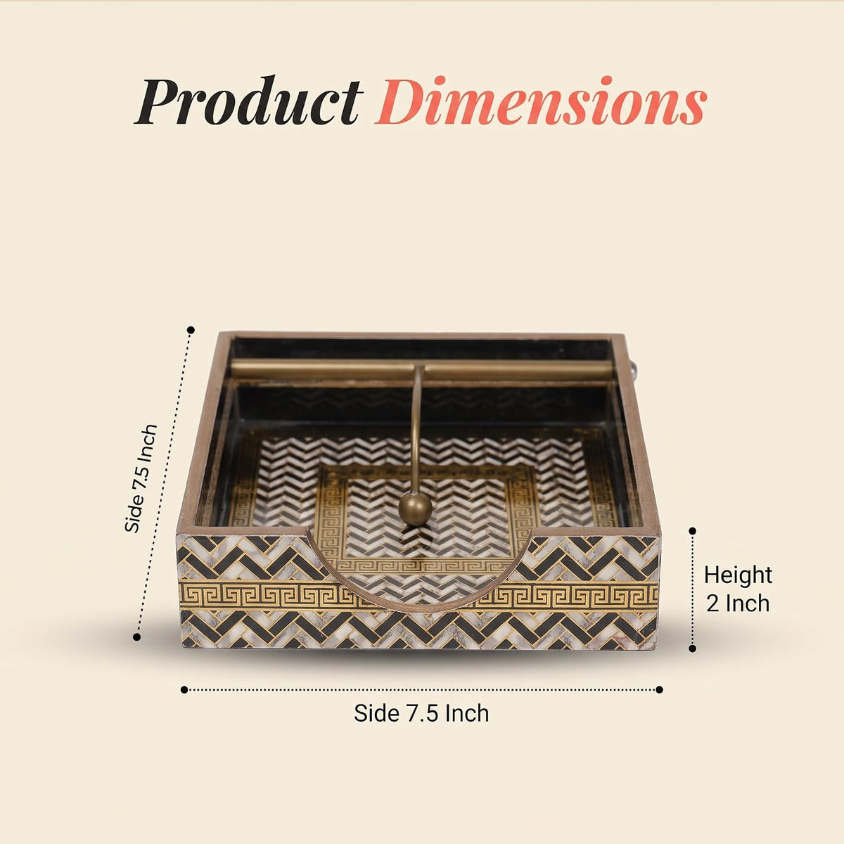 HOKIPO Napkin Holder for Dining Table, Engineered Wood, Noir Chevron - image 4