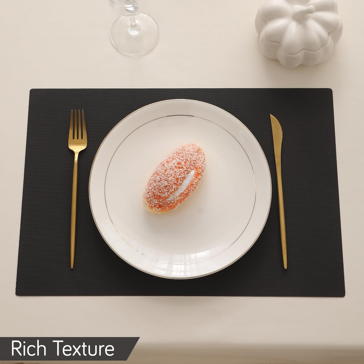 Buy chocolate brown rich texture waterproof dining table mat | HOKIPO