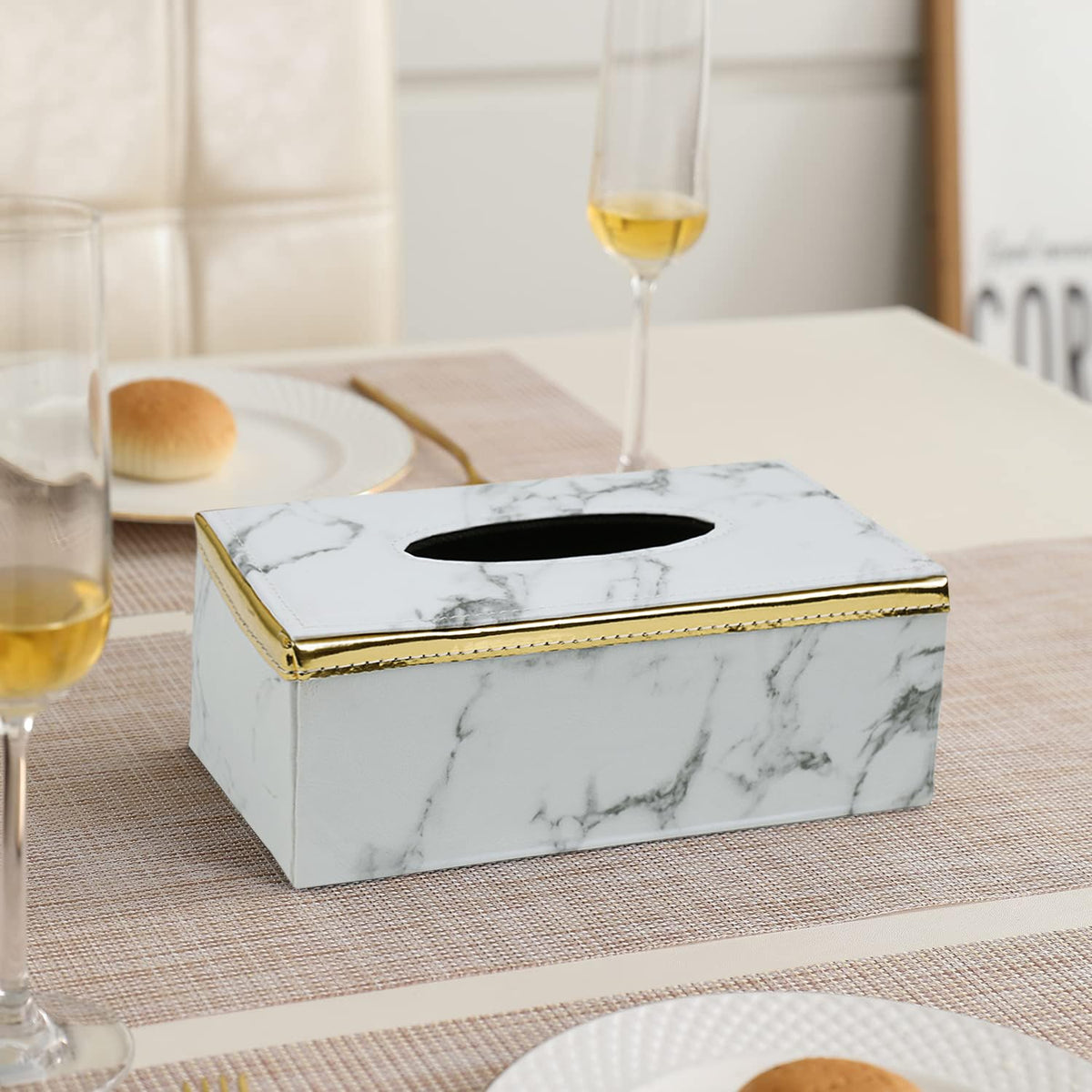 buy white leatherite tissue holder | HOKIPO