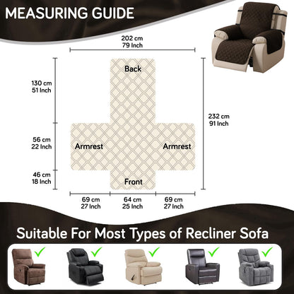 UrbanQuilt Recliner Sofa Slipcover Mat with Dual Belt for 1/2/3 Seater -  Chocolate Brown