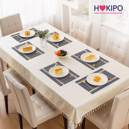 Chevron Stripes PVC Mats for Dining Table - Charcoal Blue