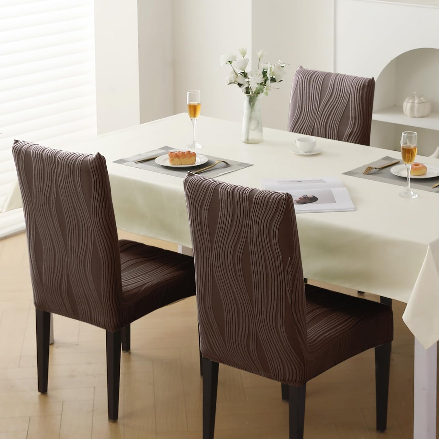 Nestiva Series Stretchable Knitting Jacquard Chair Cover - Chocolate Brown