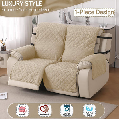 UrbanQuilt Recliner Sofa Slipcover Mat with Dual Belt for 1/2/3 Seater - Beige