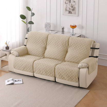 UrbanQuilt Recliner Sofa Slipcover Mat with Dual Belt for 1/2/3 Seater - Beige