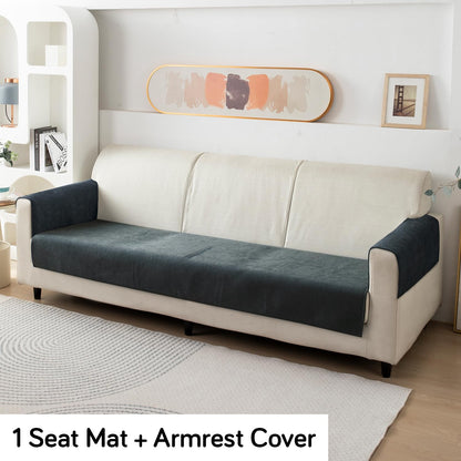 HOKIPO Premium Chenille Sofa Cover Mat with 2 Armrest Cover, Dark Grey