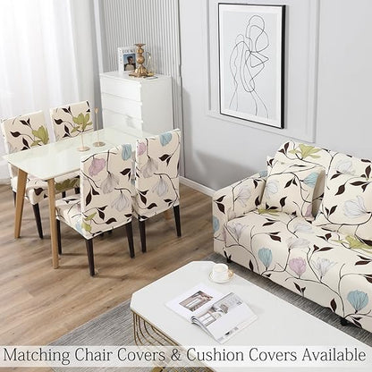Buy Beige Brown Leaves Matching elastic covers for chairs and sofas