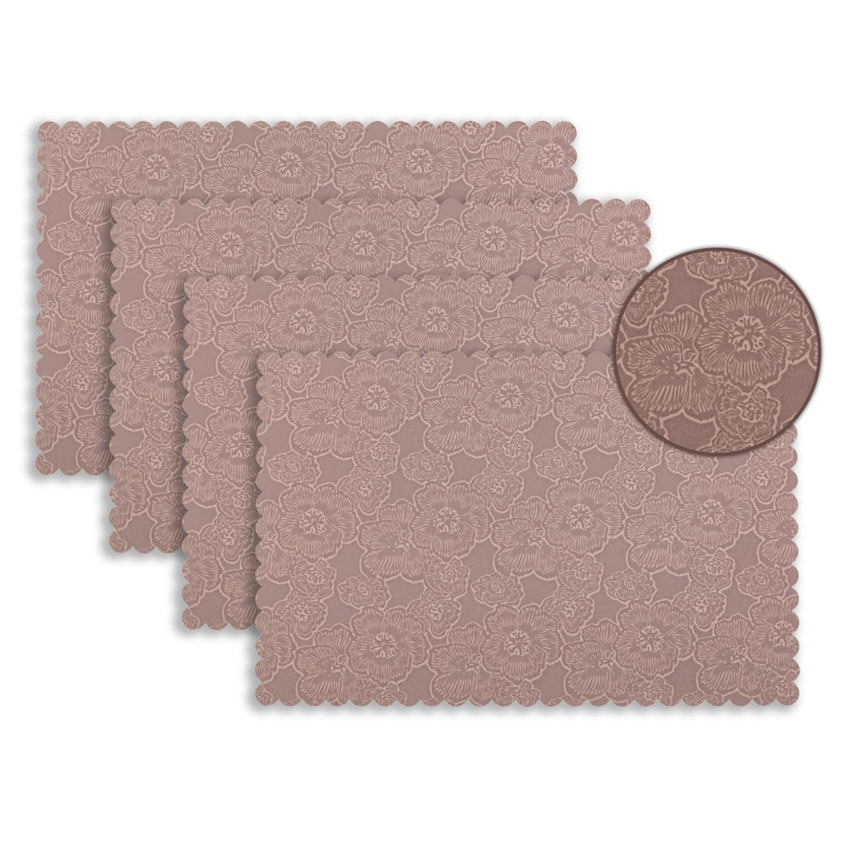 Florista Blush Royal Luxe Faux Leather Mats for Dining Table - Mauve Pink