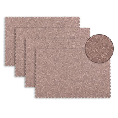 Florista Blush Royal Luxe Faux Leather Mats for Dining Table - Mauve Pink
