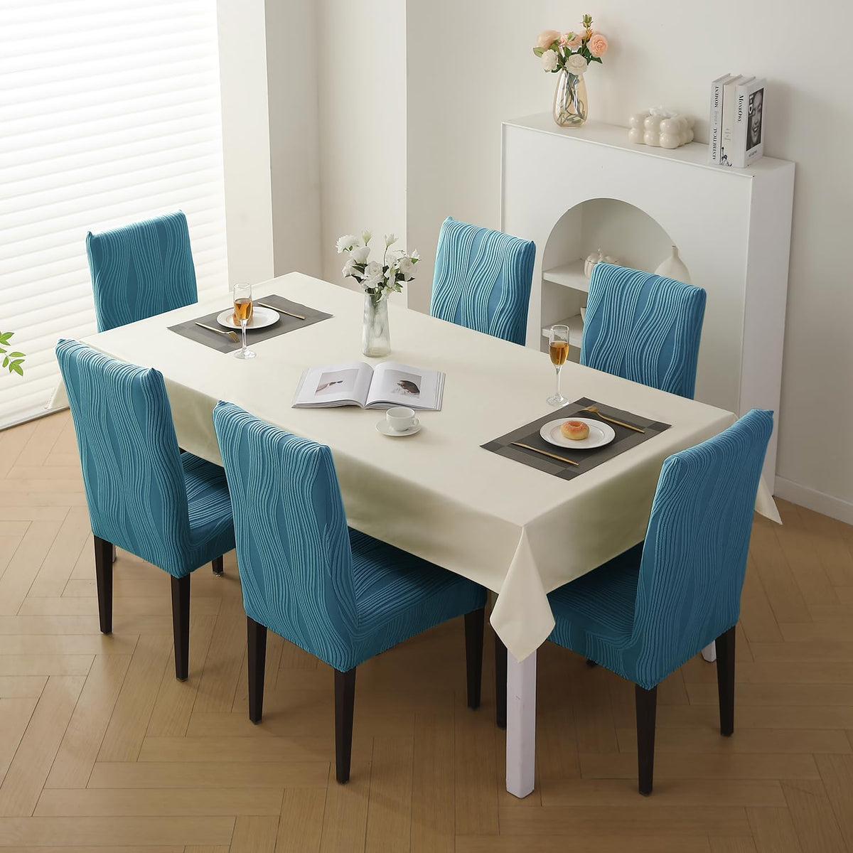 Nestiva Series Stretchable Knitting Jacquard Chair Cover - Sea Blue