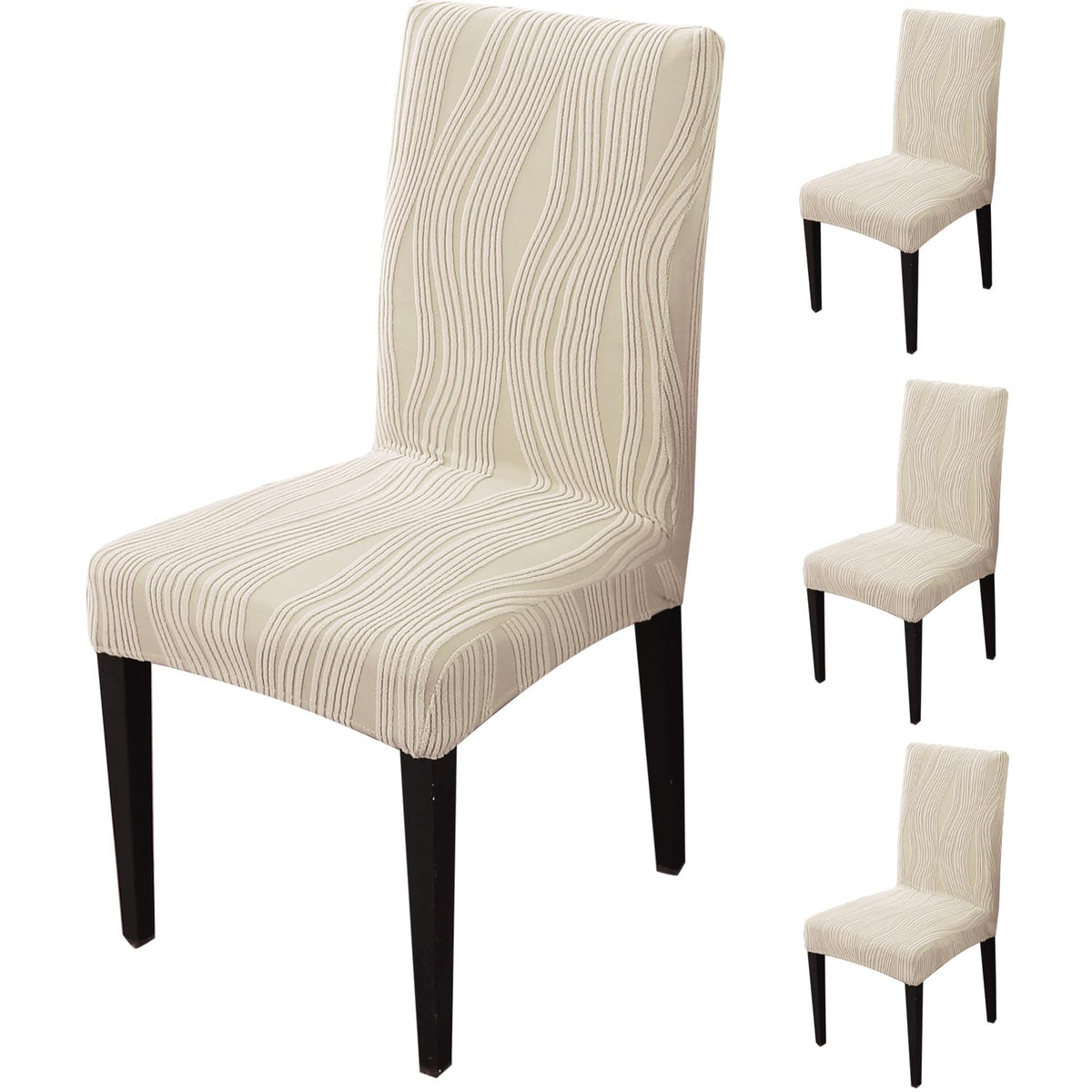Nestiva Series Stretchable Knitting Jacquard Chair Cover - Skimmed Cream