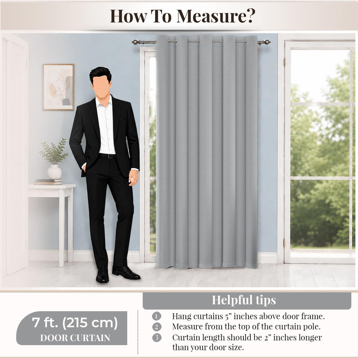HOKIPO Atmosphere Dimout Curtains, 7 Feet Long - Mist Grey - image 8