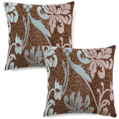 HOKIPO Stretchable Pack of 2 Cushion Cover 16x16, Rich Chocolate Damask Floral