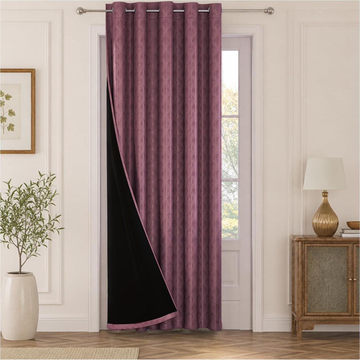 HOKIPO Palmea True Blackout Curtains, 7 Feet Long - Onion Pink - image 2