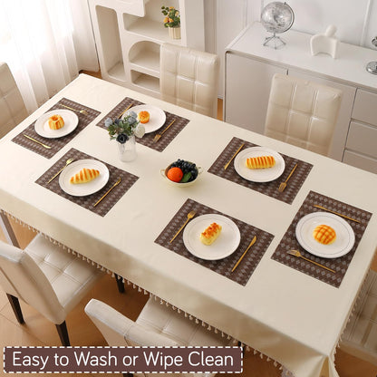 RhombusEcho Washable PVC Mats for Dining Table - Taupe Brown