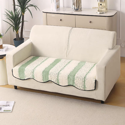 Luxury Wavy Anti Slip Plush Sofa Cover Mat, Pistachio Green