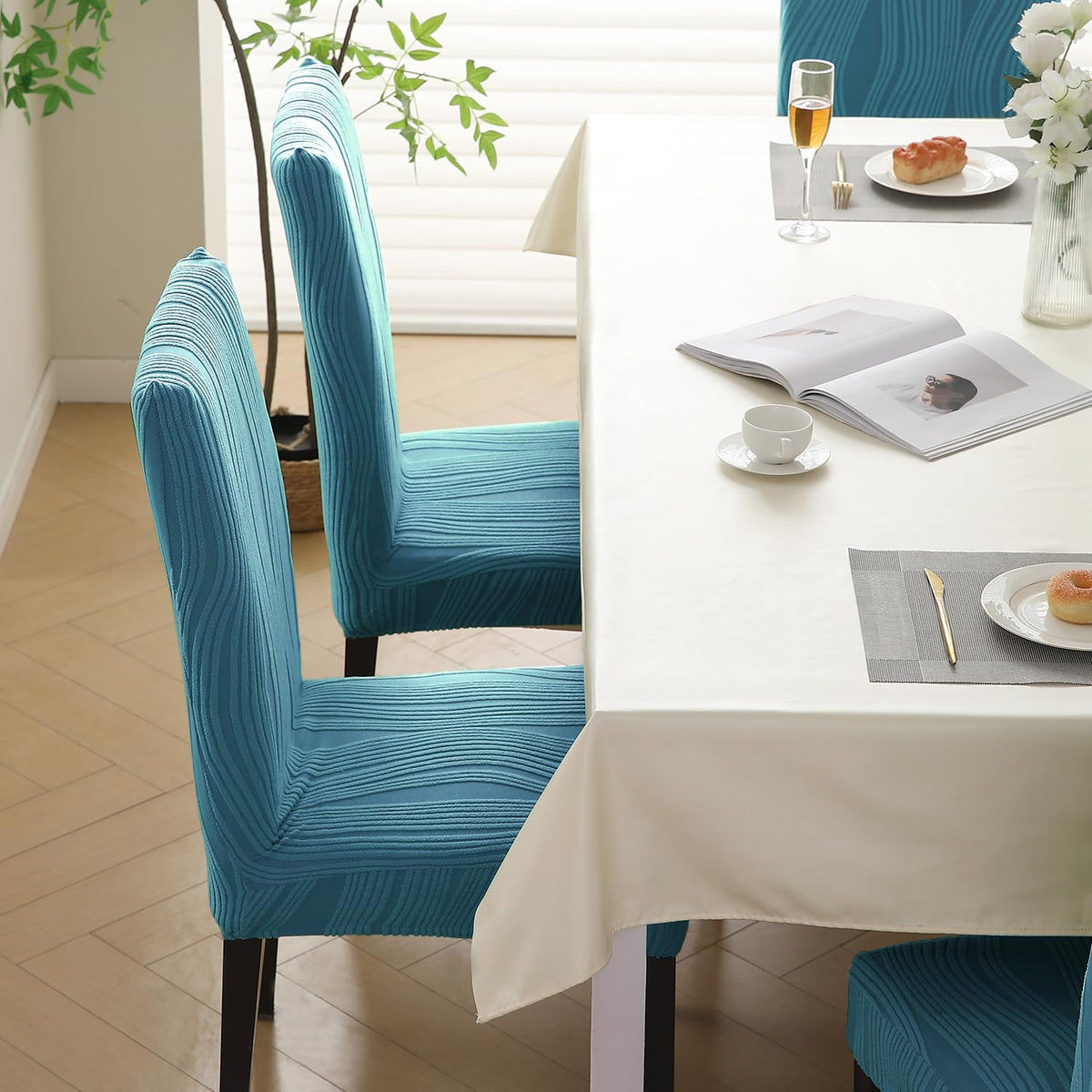 Nestiva Series Stretchable Knitting Jacquard Chair Cover - Sea Blue
