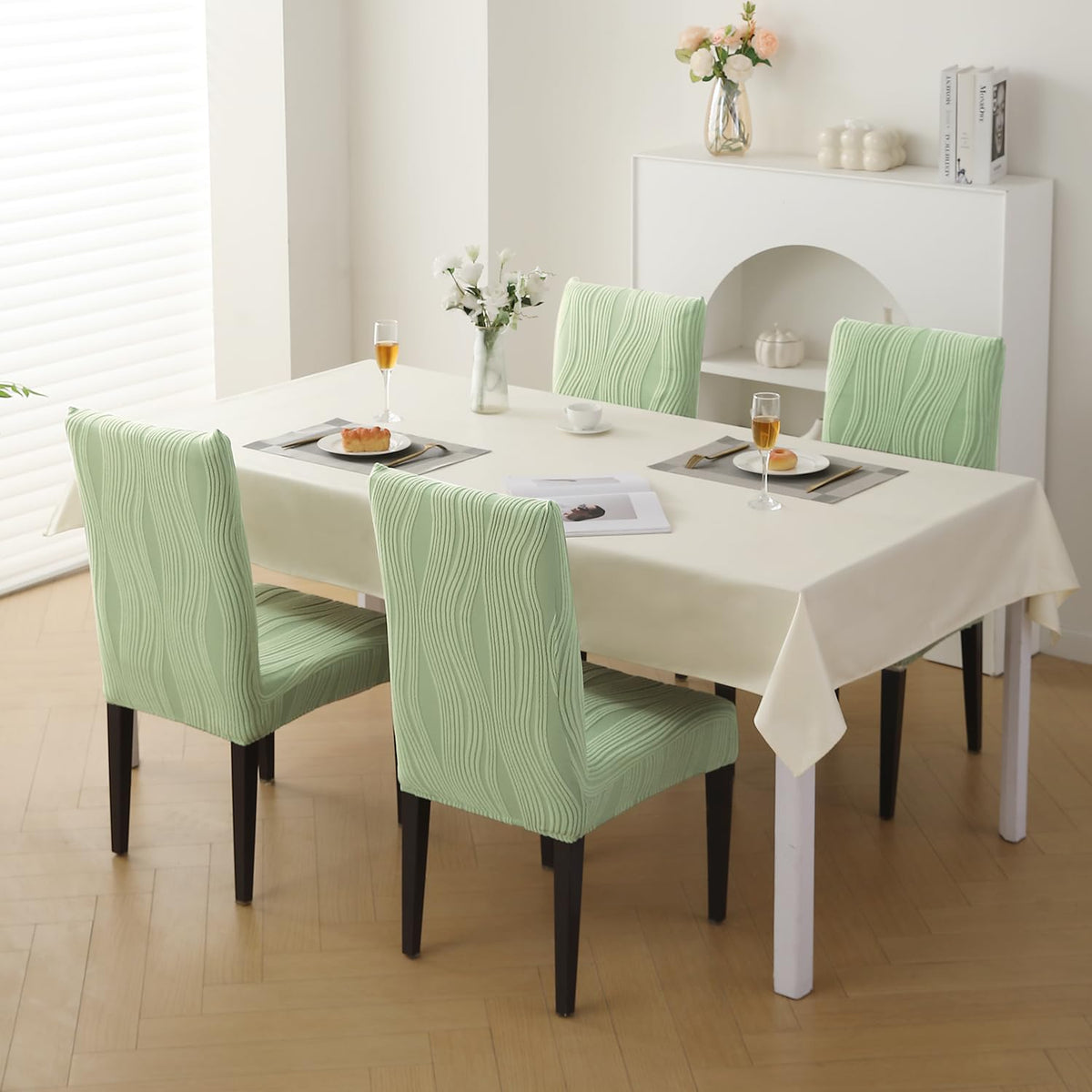 Nestiva Series Stretchable Knitting Jacquard Chair Cover - Pastel Green