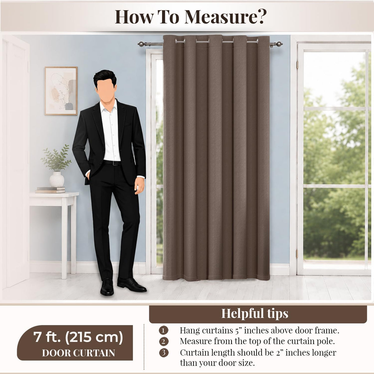 HOKIPO Atmosphere Dimout Curtains, 7 Feet Long - Mocha Brown - image 8