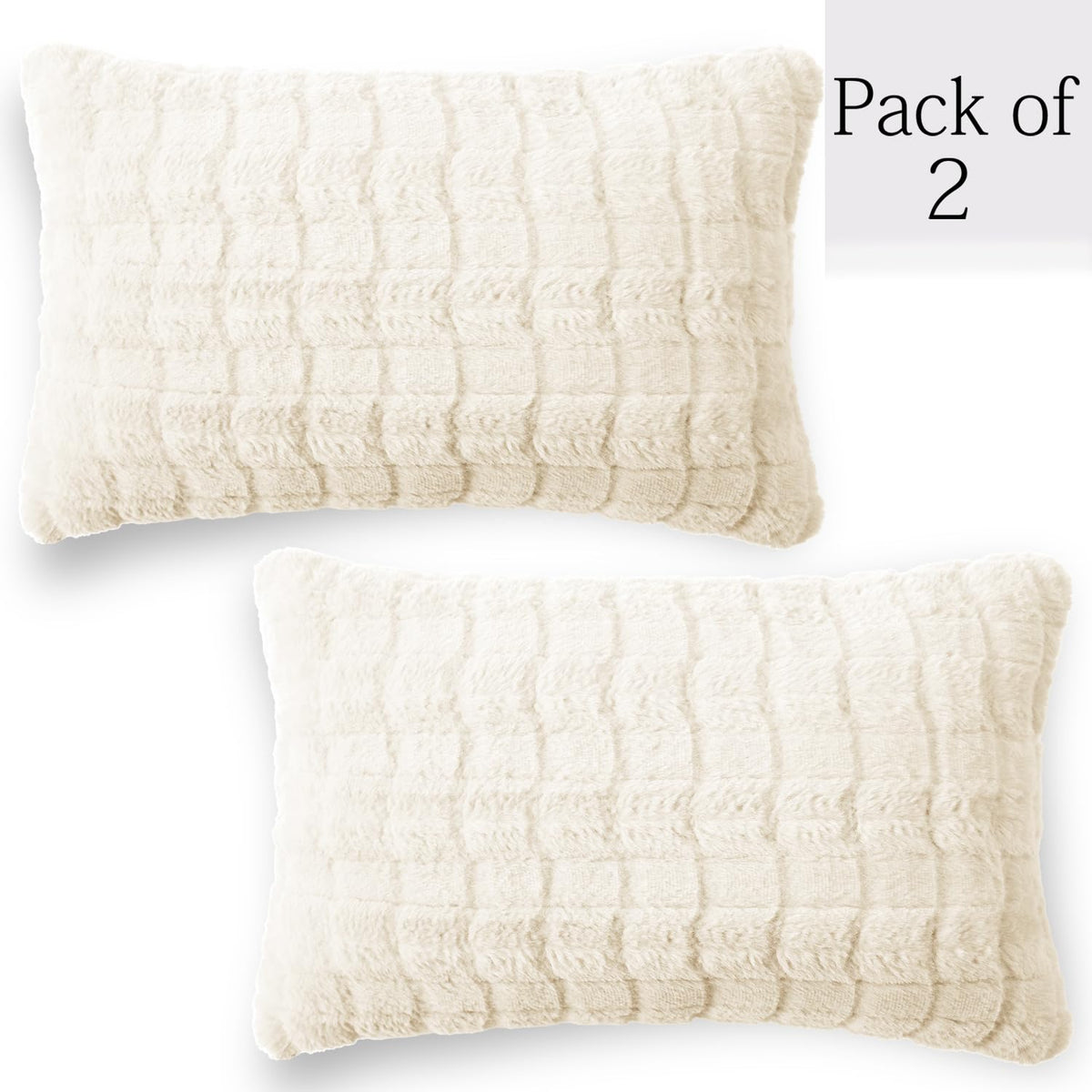 Buy White Colour Premium Zippered Plush cushion covers in set of 2