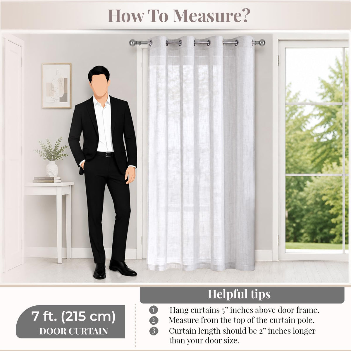 HOKIPO Breeze Sheer Curtains, 7 Feet Long - White - image 7
