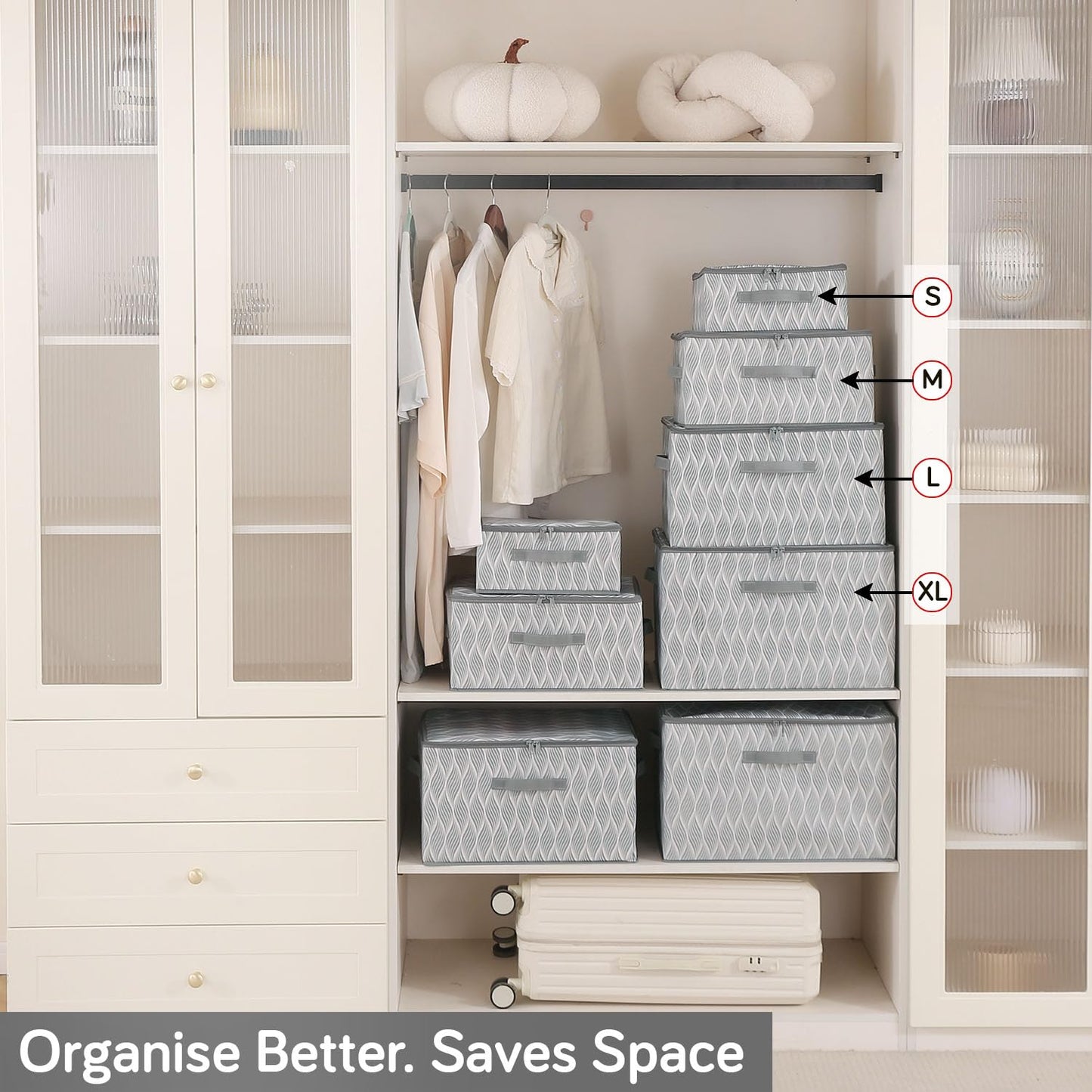 Foldable Clothes Organizer Box | Durable Non-Woven Storage with Zipper & Handle