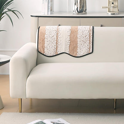 Luxury Wavy Plush Anti-Slip Sofa Cover Mats - Desert Brown