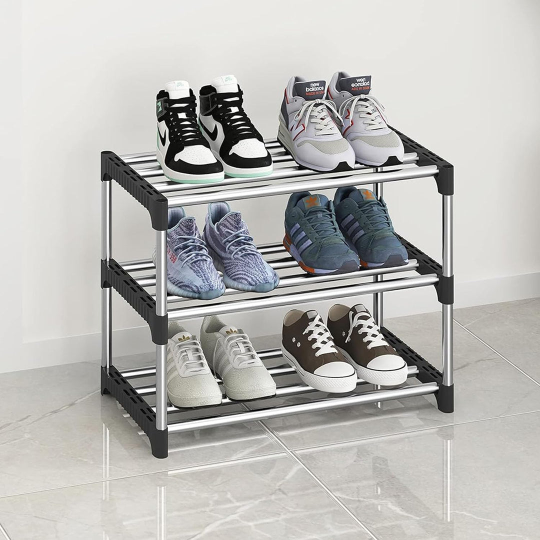 3/5 Layer Metal Shoe Rack for Home Outdoor Shoe Stand Organiser, Black