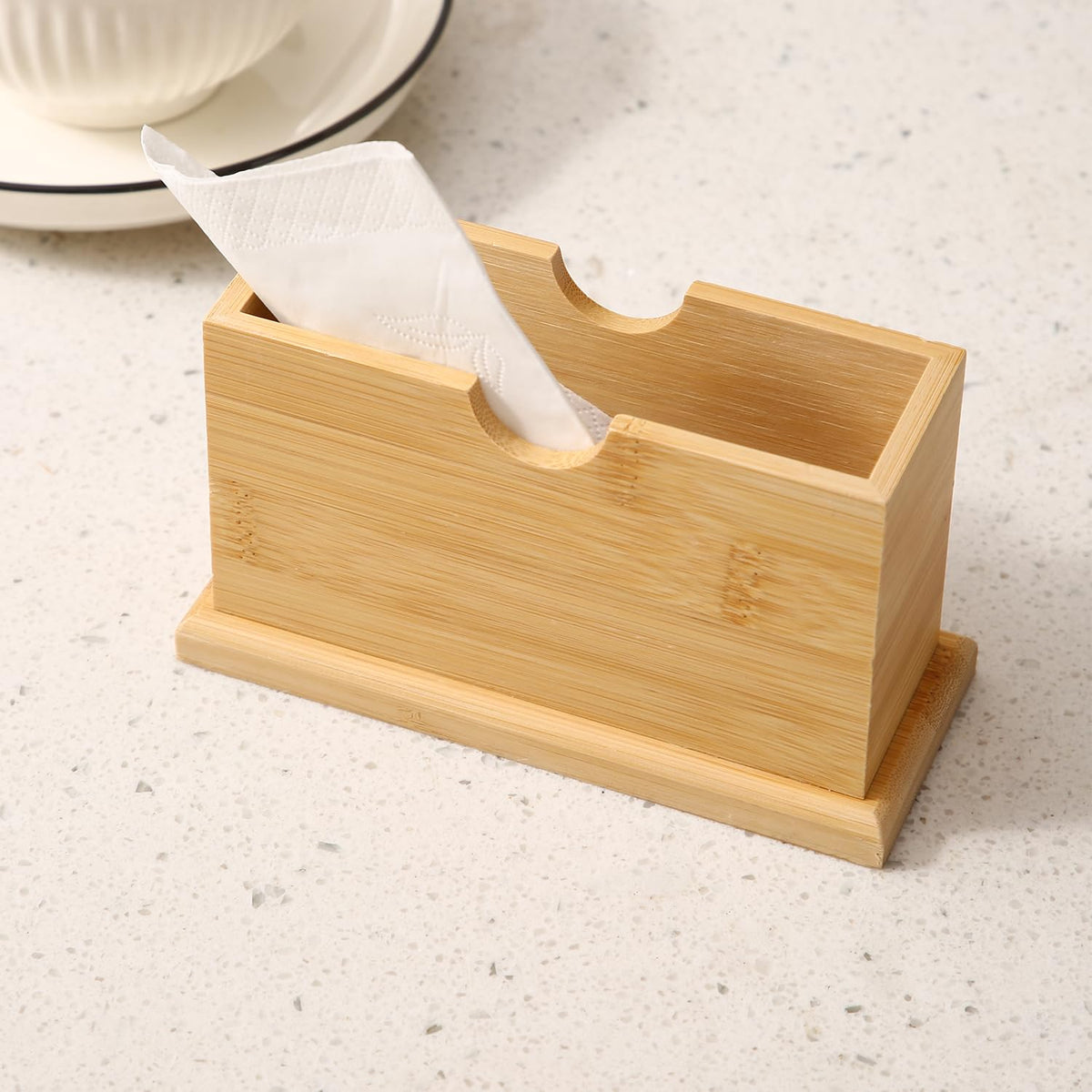 Buy brown bamboo tissue stand | HOKIPO