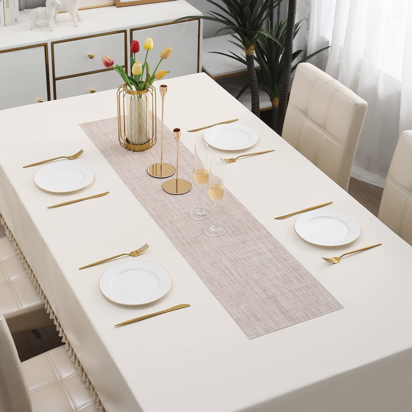PVC Table Runner, Beige