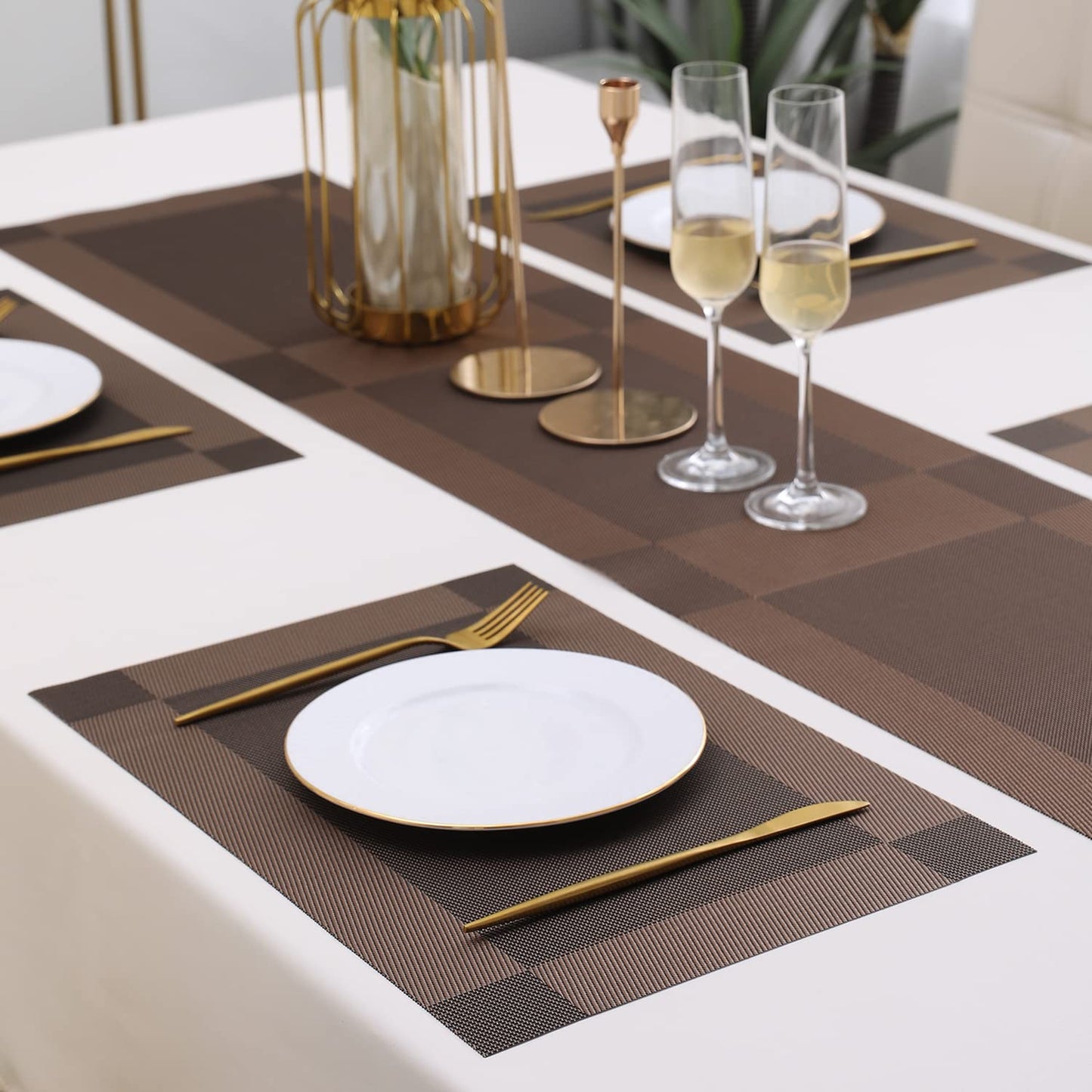 PVC Dining Table Mats, Dark Brown