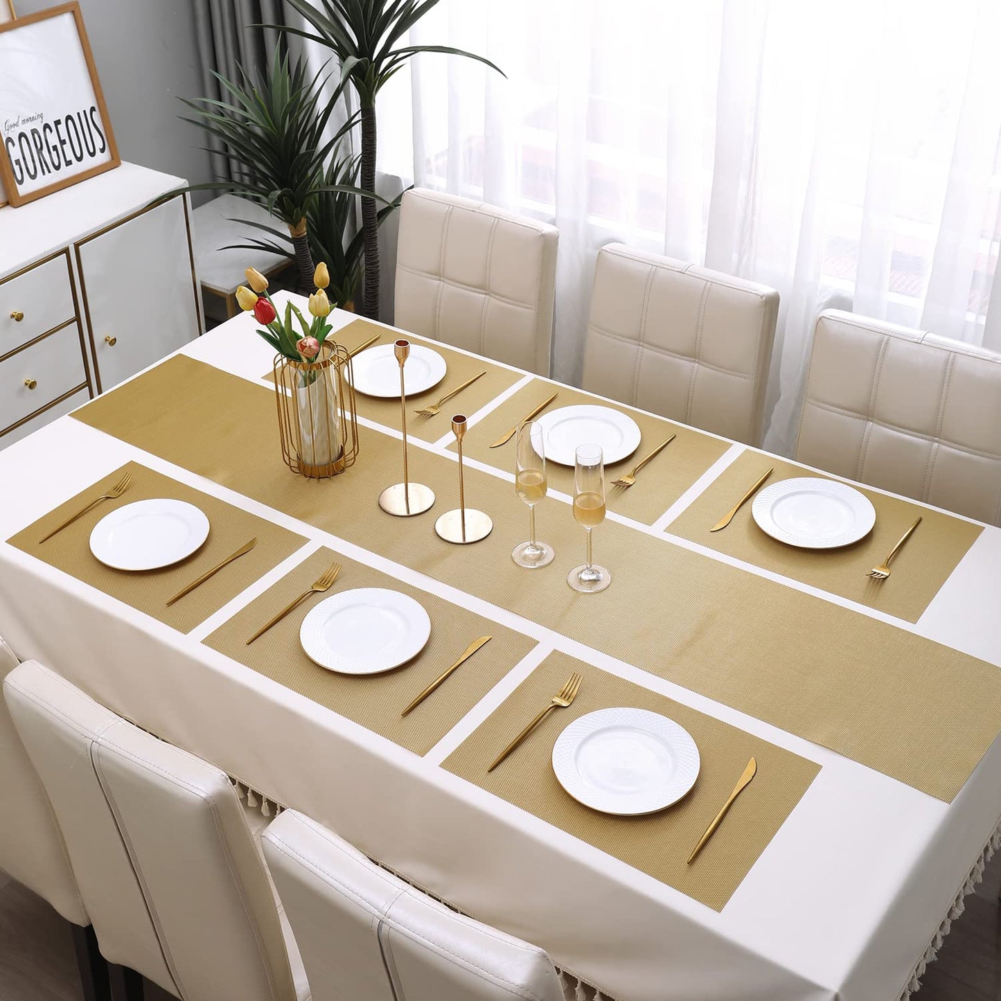 PVC Dining Table Mats, Golden