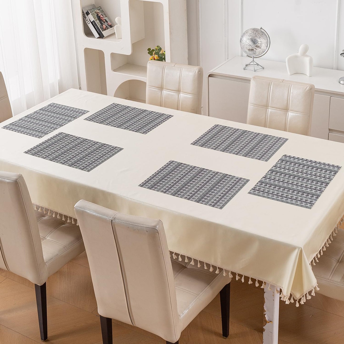 RhombusEcho Washable PVC Mats for Dining Table - Glacier Grey