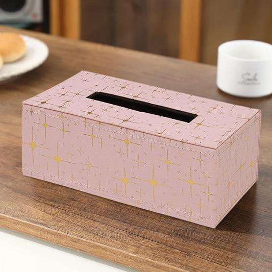 Faux Leather Large Tissue Paper Holder, Light Pink