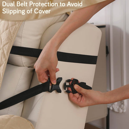 UrbanQuilt Recliner Sofa Slipcover Mat with Dual Belt for 1/2/3 Seater - Beige