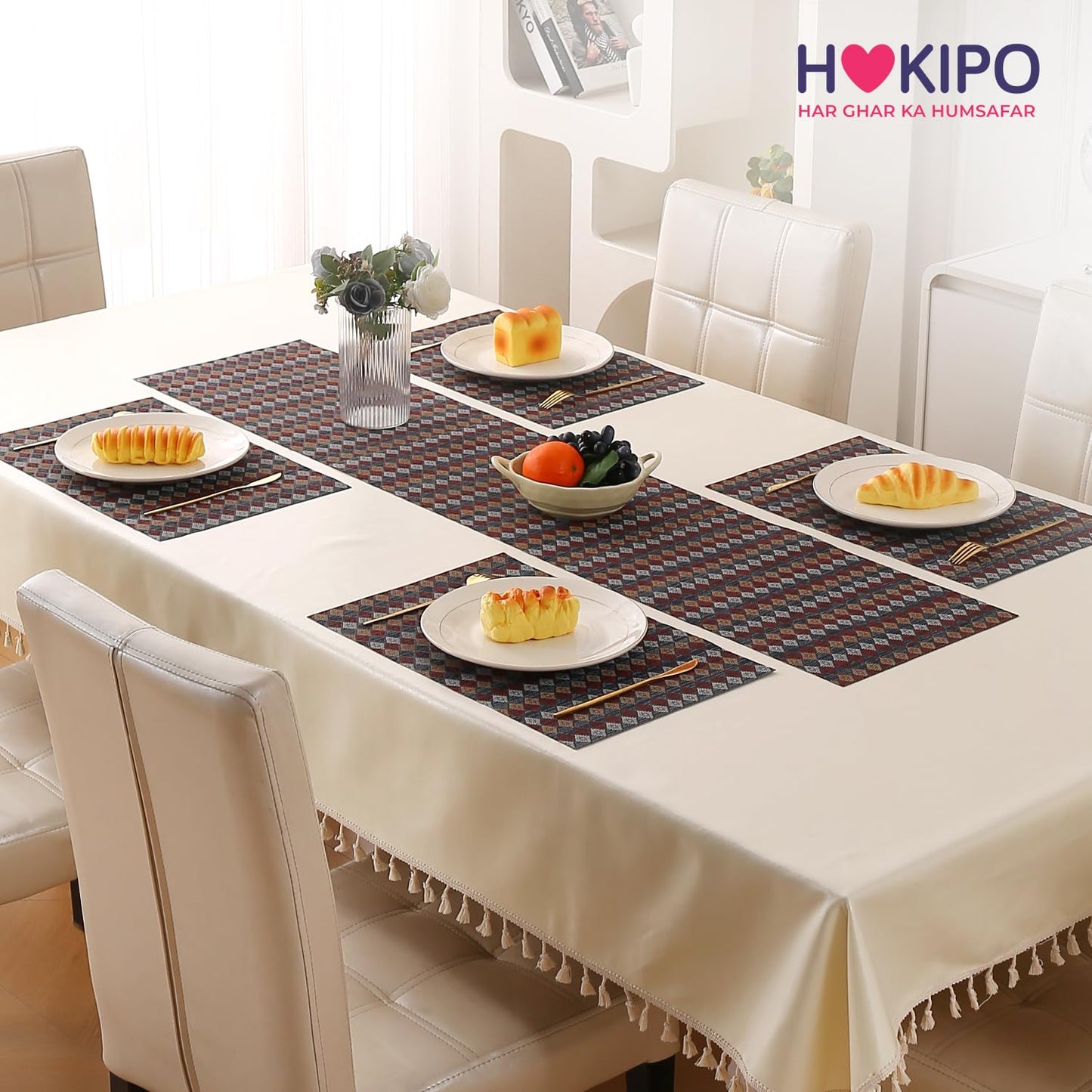 RhombusEcho Washable PVC Mats for Dining Table - Royal Maroon