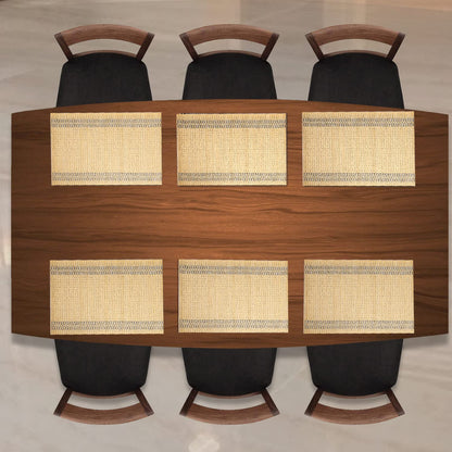 Reversible Bamboo Placemats for Dining Table Set of 6, 45x30 cm