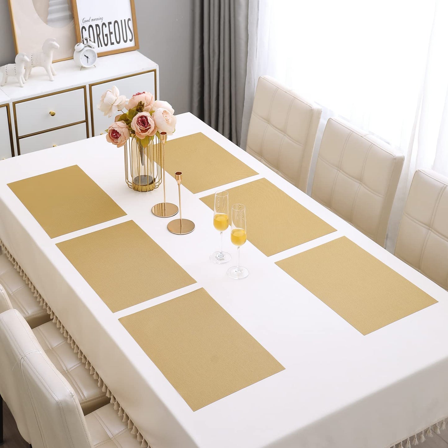 PVC Dining Table Mats, Golden