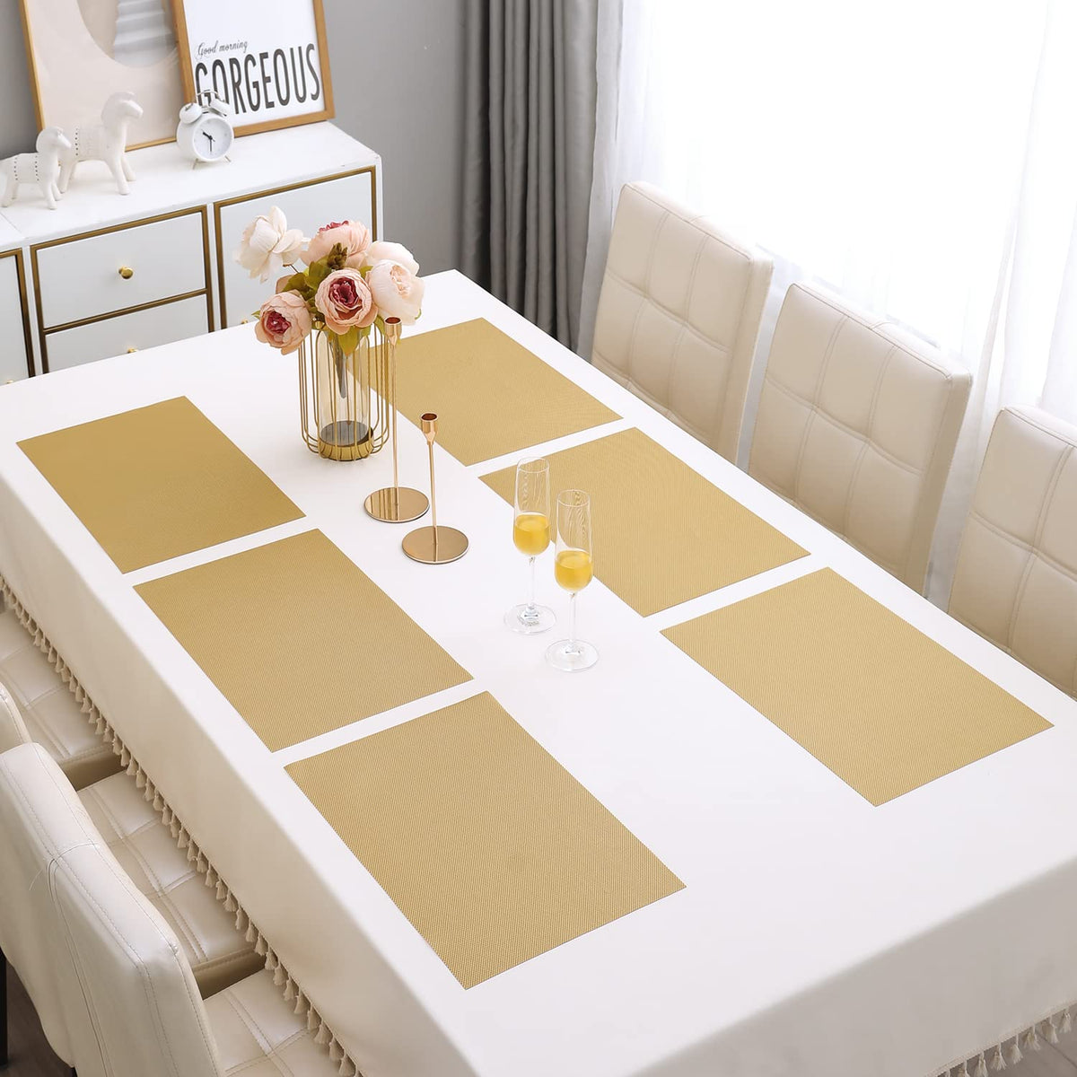 PVC Dining Table Mats, Golden